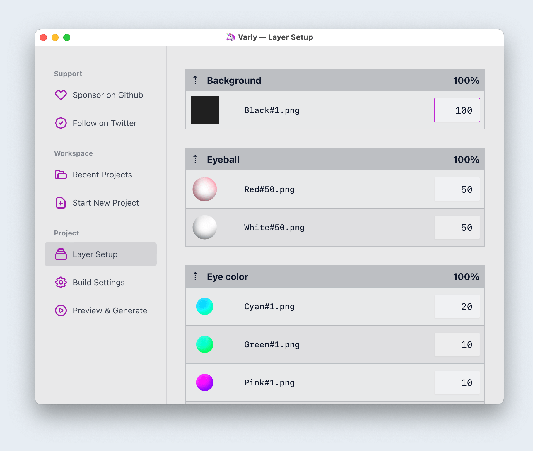 Varly for Mac - Layers Screen